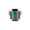 18K ROSE GOLD MOSAIC DIAMOND, BLACK JADE, & MALACHITE RING