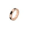18K ROSE GOLD MOSAIC ALTERNATING BLACK JADE & DIAMOND RING - Image 2